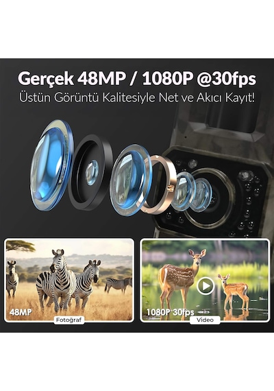Juo 850WS Güneş Enerjili Fotokapan Kamera 48MP Full HD WiFi Hareket Sensörlü Gece Görüşlü IP66 Su Geçirmez