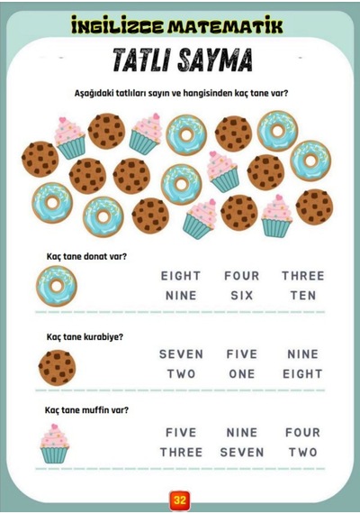 Okul Öncesi Ve Birinci Sınıflar İngilizce Matematik Yaz-sil