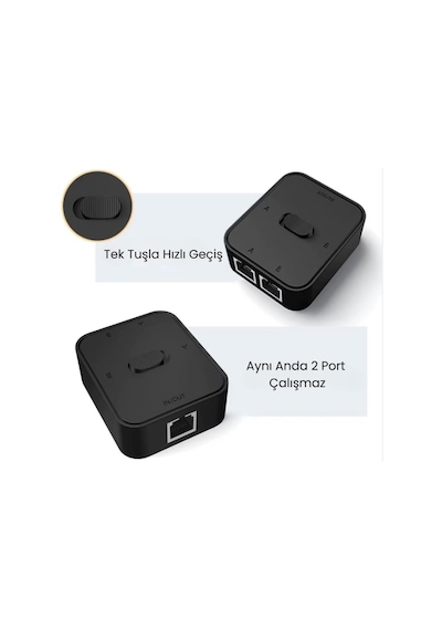 4641 2 Port Rj45 Ethernet Switch Çevirici Çoklayıcı