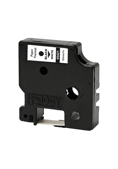 Foogy Dymo D1 Etiket Muadili Kağıt 12MM X 7 M Beyaz-Siyah