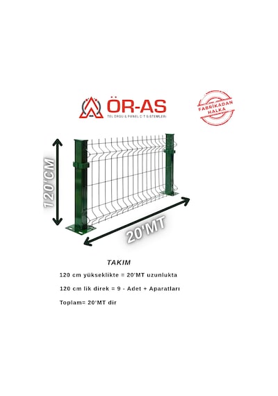 120'lik Panel Takım - 20 Mt + 1 Direk Avantaj Paket Yeşil Renk