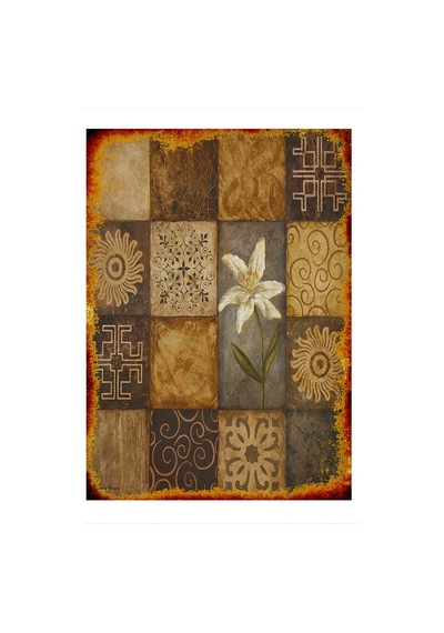 Bedeko Patchwork Ve Beyaz Çiçek Modern Mdf Tablo 50 Cm X 70 Cm