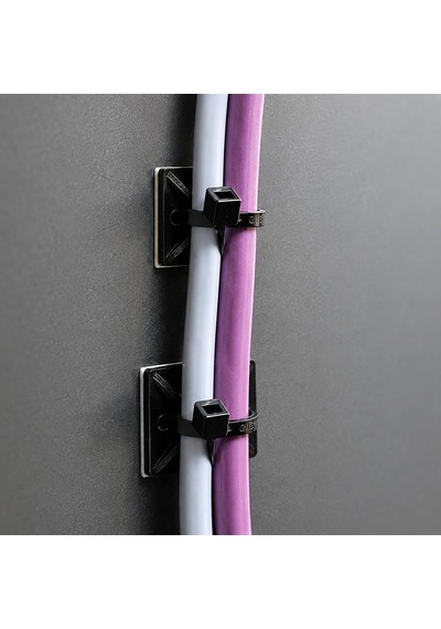 100 Adet Yapışkanlı Kroşe Siyah 28x28 Mm Kablo Bağı Tutucu Sabitleme Klipsi Balon Süs Askı Aparatı