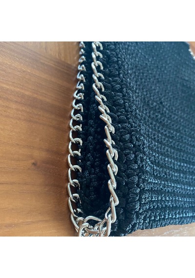 Siyah Handmade Yazlık Kroşe Örgü Kadın Omuz Çantası Siyah