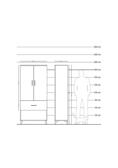 Hyperion Dolap 4 Raflı Tek Çekmeceli 2 Kapaklı 88x44x195 Çam-çam Çam