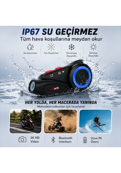 Maxto M3s 2k Hd 1440p Kameralı Motosiklet Kask İnterkom Bluetooth 5.0 Wifi 1000 Metre Intercom Fm Radyo Ip67