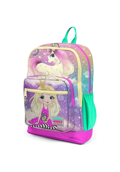 Coral High Kids Pembe Su Yeşili Unicornlu Kız Desenli Dört Bölmeli Okul Sırt Çantası 23733
