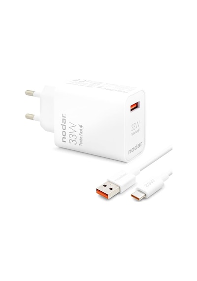 Type-c Hızlı Şarj Seti 33w Usb Adaptörlü 1 M Pvc Kablolu Beyaz Nd1006 Evimdeyokyok