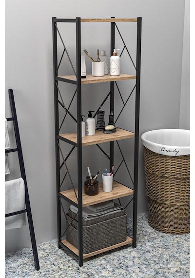 Morpanya Felixce Banyo Düzenleyici Banyo Dolabı Çok Amaçlı Dolap 5 Katlı Metal Mutfak Düzenleyici Ceviz