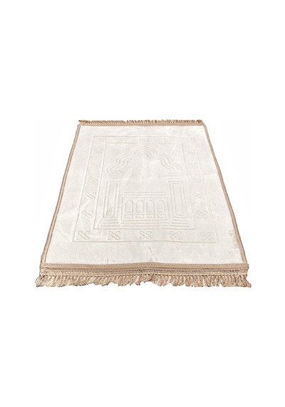 Lüks Kadife Peluş Seccade Krem 70 X 110 Cm - 750 Gr Çok Renkli