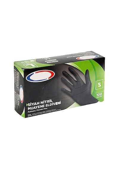 Omnipazar Karex Siyah Nitril Pudrasız Eldiven 100'lü Paket Small