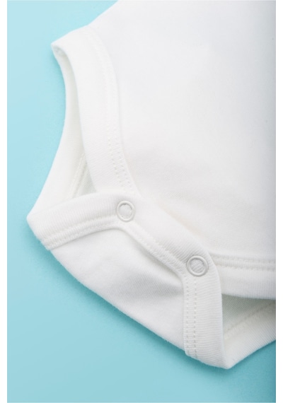 Novibaby 5'li Bebek Body Zıbın Çıtçıtlı Kısa Kol Ekru 100% Pamuk 1-3 Ay Ekru