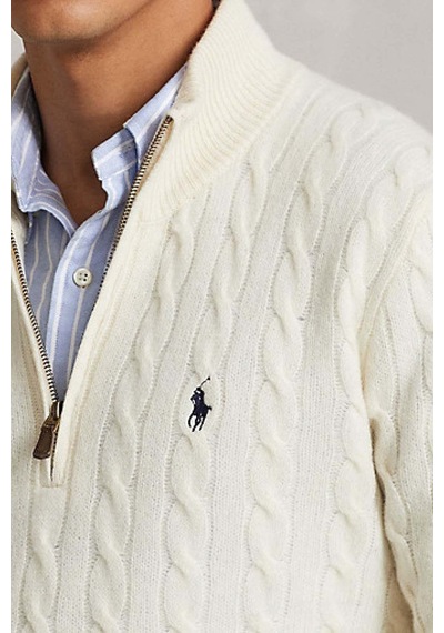 Polo Ralph Lauren Örme Kazak Erkek Yarım Fermuarlı Beyaz