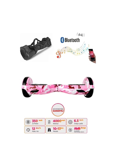 Citymate Elektrikli Kaykay Hoverboard Bluetooth Hoparlörlü 6.5 İnç Grafiti D05 +Çanta