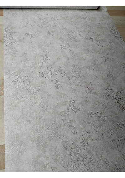 Açık Gri Gümüş Çatlak Efektli Hafif Kabartmalı Duvar Kağıdı 5 M²