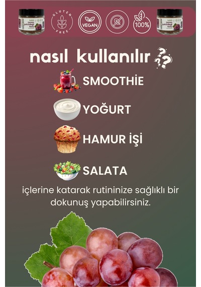 Üzüm Çekirdeği Tozu 150 G Cam Kavanoz - Doğal , Katkısız , Koruyucusuz , Premium