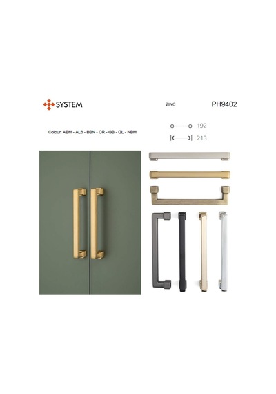 System Çekme Kapı Kolu Gold Renk 192mm Ph9402 0192 Gl