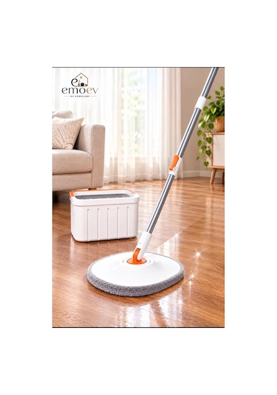 Otomatik Döner Mop Temiz Ve Kirli Suyu Ayıran Çift Hazneli Temizlik Seti 360 Döner Mikrofiber Mop