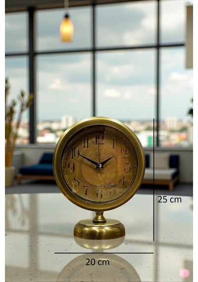 Retro Eskitme 25 X 20 Cm Metal Şık Masa Saati Çok Renkli