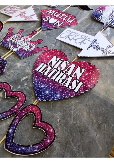 Nişan Konuşma Balonu Seti 12 Parça, Işıltılı Baskı Görünümü