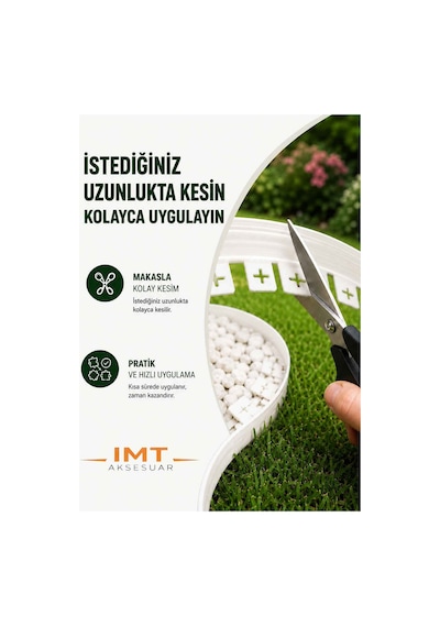 Esnek Pvc Çim Ayırıcı Bahçe Peysaj Düzenleyici 10metre Beyaz Çim Sınırlayıcı Esnek Plastik Taş Toprak Ayraç Bariyer Peyzaj Bordürü