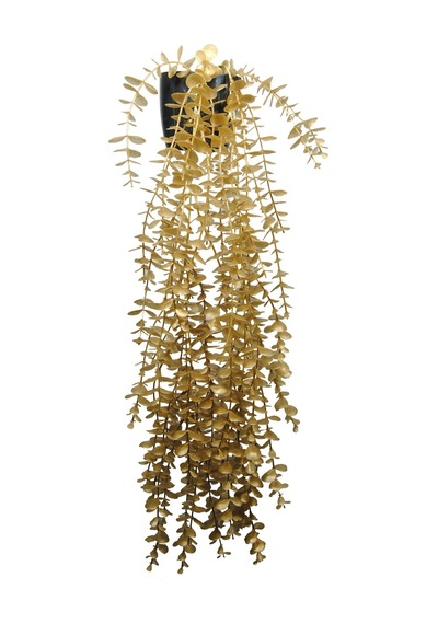 Yapay Çiçek Maxi Boy Siyah Saksılı Gold Okaliptus Sarkıtı Gold