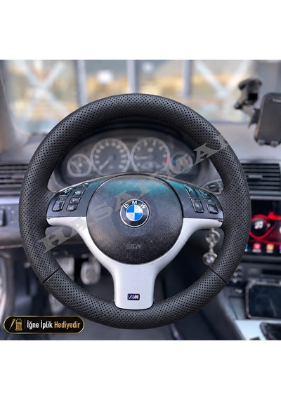 Bmw 5 E39 Dikme Direksiyon Kılıfı Premium Komple Delikli Deri Siyah Dikiş Lcı 3 Kollu-yuvarlak-dairesel Tuş 2000-2003
