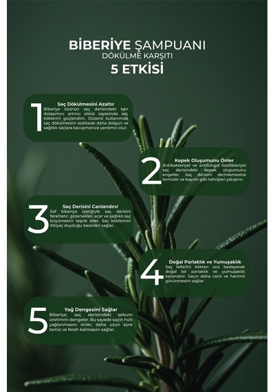Doğal Biberiye Şampuanı - Dökülme Karşıtı Etki