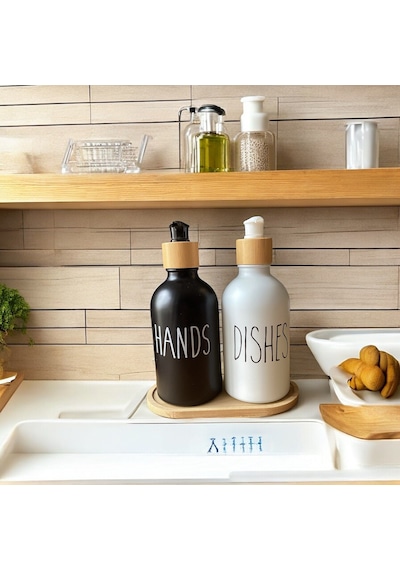 Brokoli Home 2 Adet Siyah Beyaz Dekoratif Mutfak Banyo Sıvı Cam Sabunluk Seti Bambu Stantlı Set Diğer Brokoli Home 2 Adet Siyah Beyaz Dekoratif Mutfak Banyo Sıvı Cam Sabunluk Seti Bambu Stantlı Set Diğer