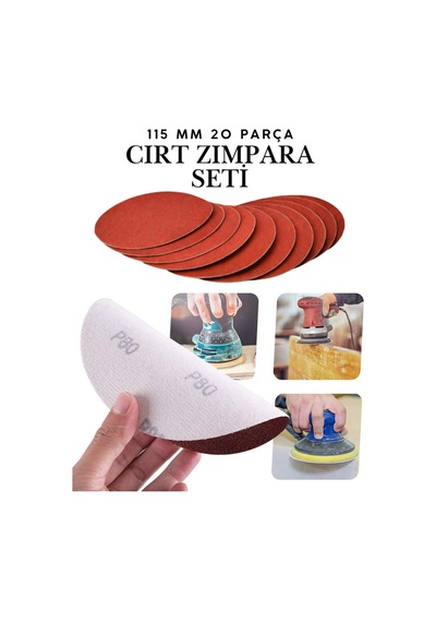 115mm Cırt Zımpara Seti 20 Parça - Matkap Aparatı Ve Avuç İçi Spiral Taşlama Uyumlu El Zımpara Takımı 115mm Cırt Zımpara Seti 20 Parça - Matkap Aparatı Ve Avuç İçi Spiral Taşlama Uyumlu El Zımpara Takımı