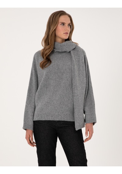 Pierre Cardin Kadın Gri Melanj Kazak /triko 50311855-vr086 Gri Melanj