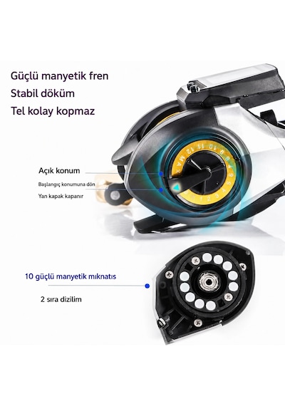 Fasnova Store Dijital Göstergeli Sayaçlı Baitcasting Olta Makinesi 12 Kademe Manyetik Frenli Çıkrık