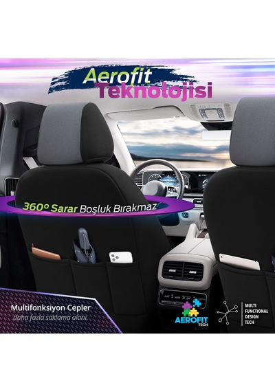 Otom Yeni Carbon Design 3D Dokulu Kumaş Oto Koltuk Kılıfı Tam Set 553380975