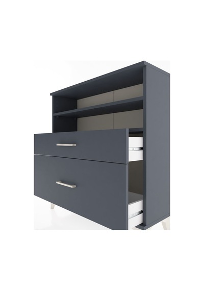 Arges Şifonyer 2 Raflı 2 Çekmeceli 88x30x96 Antrasit-antrasit Antrasit