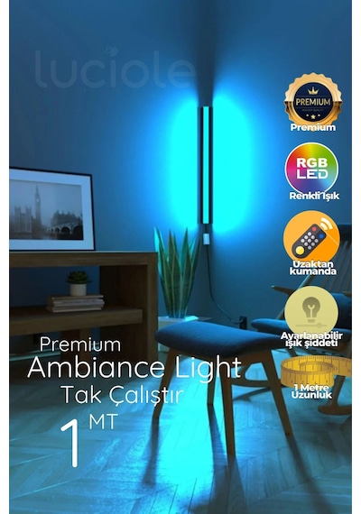 Led Abajur Aplik Gece Lambası Rgb Lambader 16 Renkli Uzaktan Kumandalı Işık 4 Animasyonlu