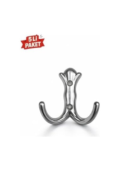 5&apos Li Mat Krom Vestiyer Askısı Dolap & Portmanto Duvar Askılığı Çift Kancalı Modern Metal Tasarım Acı Kahverengi 5&apos Li Mat Krom Vestiyer Askısı Dolap & Portmanto Duvar Askılığı Çift Kancalı Modern Metal Tasarım Acı Kahverengi
