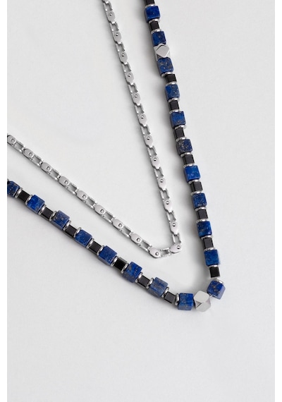 So Chic Lapis Taşlı 55 Cm Çelik Çoklu Erkek Kolye Lacivert