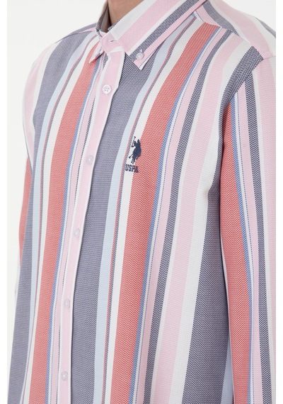 U.s. Polo Assn. Erkek Kırmızı Gömlek Desenli 50299787-vr213 Rısk Red Kırmızı