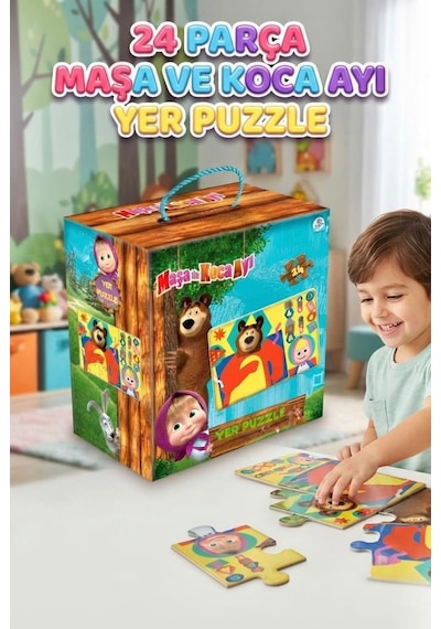 Küçük Kaşifler İçin Çocuk Odalarının Vazgeçilmezi Masa İle Koca Ayı Yer Puzzle 24 Parça Dev Puzzle