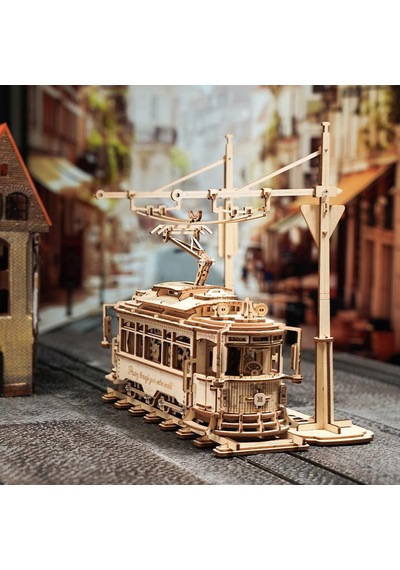 Rokr Lk801 Klasik Tramvay Classic City Tramcar Dıy Minyatür Maket Modelseti Ahşap 3d Wooden Puzzle 3d Model Kit Detaylı Dekoratif Hobi Seti Ahşap Maket