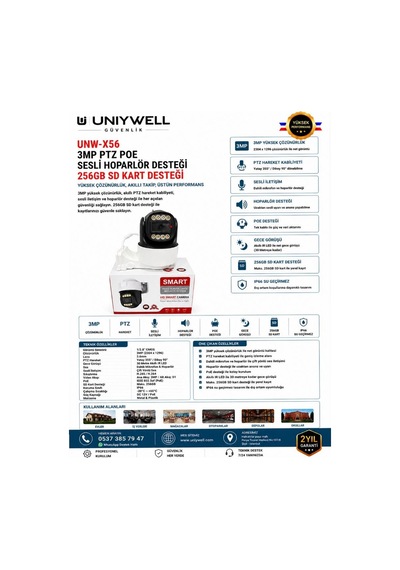 Uniywell Unw-x65 3mp Ptz Poe Akıllı Güvenlik Kamerası