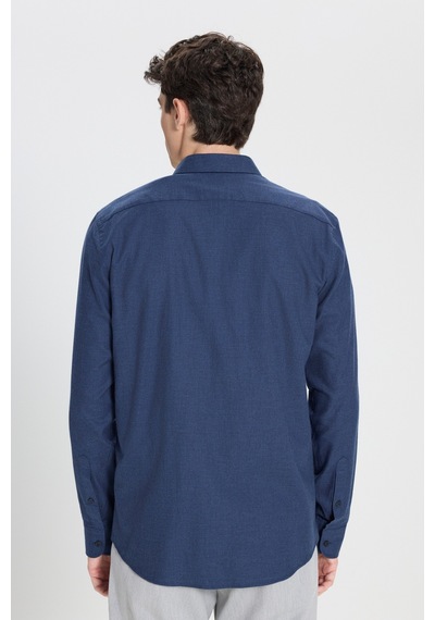 AC&Co / Altınyıldız Classics Erkek Lacı %100 Pamuk Slim Fit Dar Kesim Düğmeli Yaka Flanel Gömlek Lacı