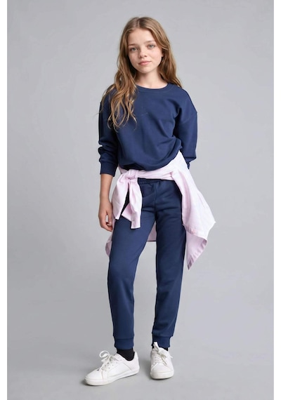 Defacto Kız Çocuk Standart Fit Basic Düz Beli Lastikli Jogger Eşofman Altı Y1226a625aunv241 Lacivert