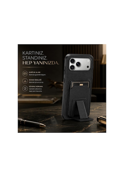 Xiaomi Redmi Note 13 Pro 5g  Kılıf Flexstand Kartlıklı Silikon Kılıf Siyah