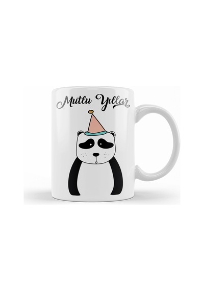 Sevimli Panda İle Mutlu Yıllar Kupa Bardak Porselen Karışık