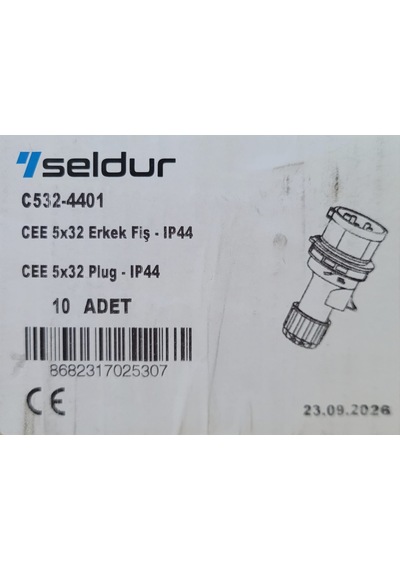 Seldur Indura 5x32 Amper Sanayi Erkek Fiş Cee Ip44 1 Adet