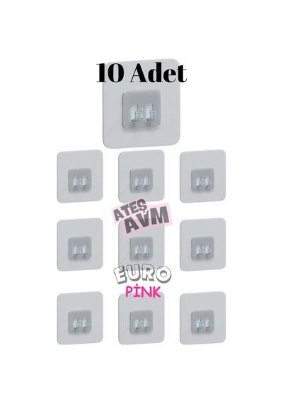 10 Adet 7x7 Cm Süper Güçlü Yapışkanlı Banyo Askısı 10adet Sticker Raf Tutucu Askı Çok Renkli Diğer
