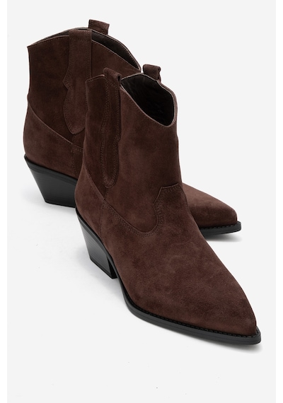 Luvishoes Luvi Shoes Elıa Kahverengi Süet Hakiki Deri Kadın Western Bot Kahverengi