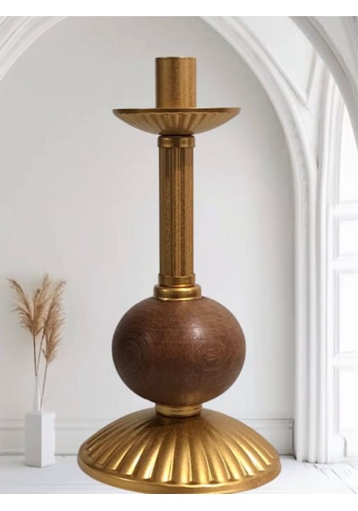 Tekli Pino Mumluk Ahşap Top Detaylı Gold Büyük