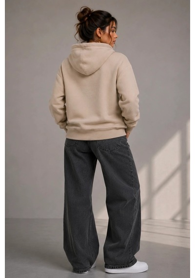 Bb Butik Basic Kadın Oversize Fermuarlı Kapüşonlu Sweatshirt Üç İplik Sweatshirt Hırka My3535 Bej Bb Butik Basic Kadın Oversize Fermuarlı Kapüşonlu Sweatshirt Üç İplik Sweatshirt Hırka My3535 Bej